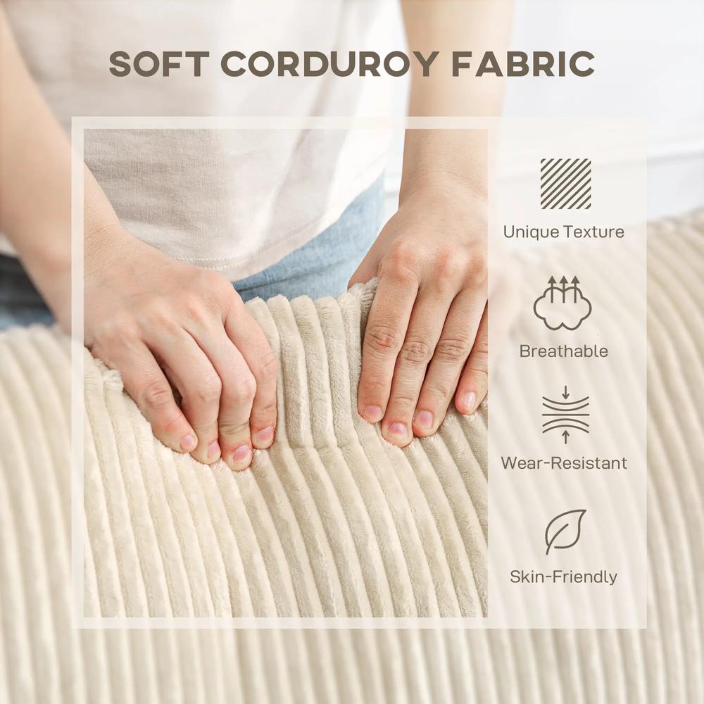 HOMCOM 3 Seater Sofa, 212cm Corduroy Couch with Spring Cushion, Wide and Deep Seat, Plush Backrest, 2 Pillows, Sofa Settee for Living Room, Home Office Additional View 6