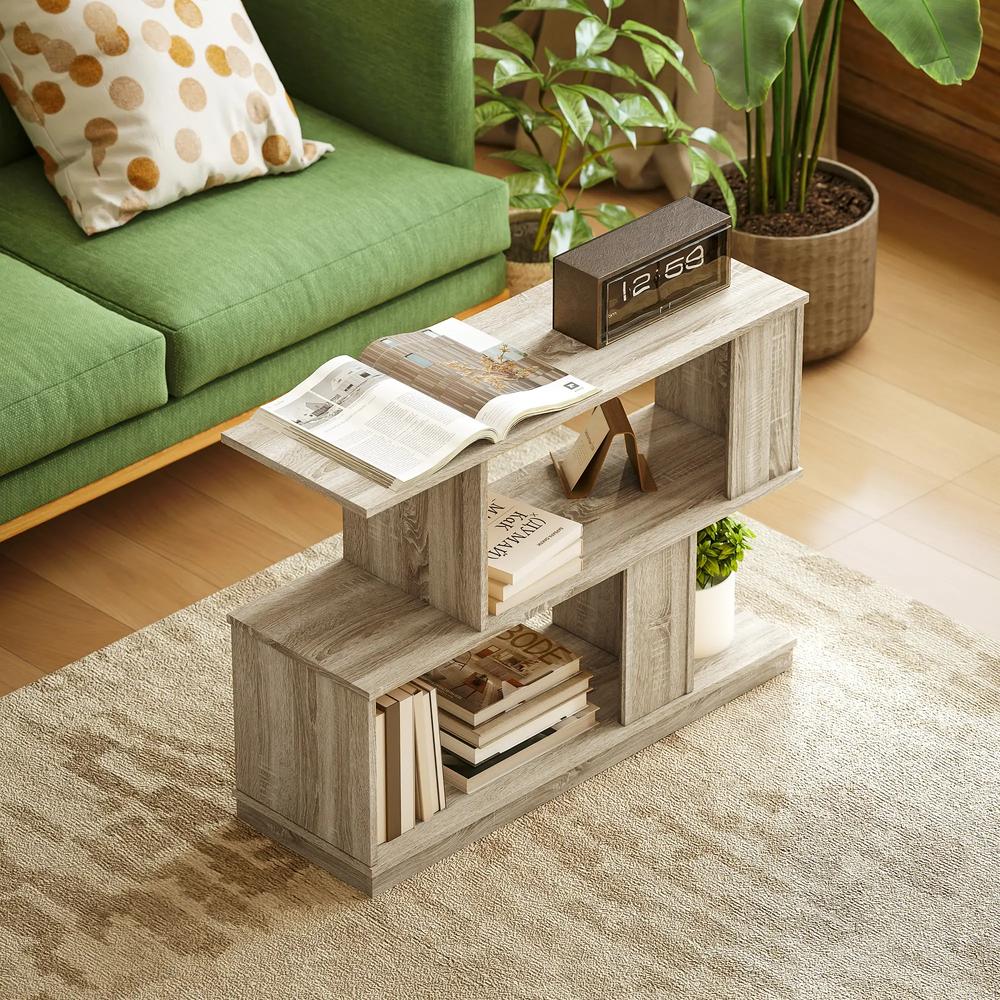 HOMCOM S-Shaped Side Table - Natural Wood Finish Additional View 7