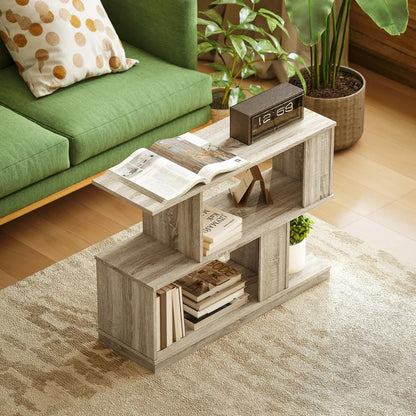 HOMCOM S-Shaped Side Table - Natural Wood Finish Additional View 7
