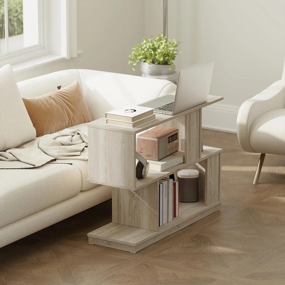 HOMCOM S-Shaped Side Table - Natural Wood Finish Additional View 10