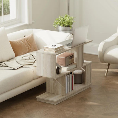 HOMCOM S-Shaped Side Table - Natural Wood Finish Additional View 10