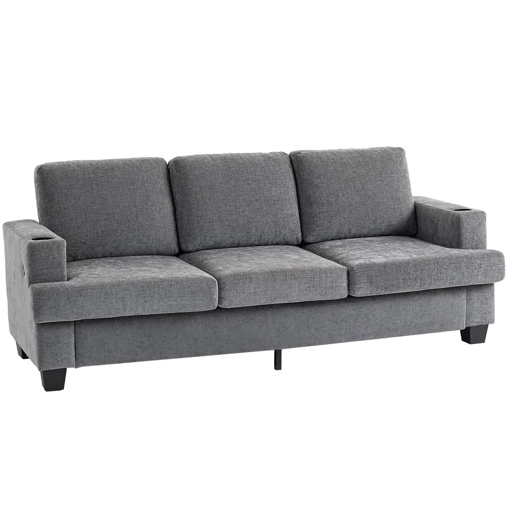 HOMCOM 3 Seater Sofa with USB Ports & Cup Holders Additional View 12