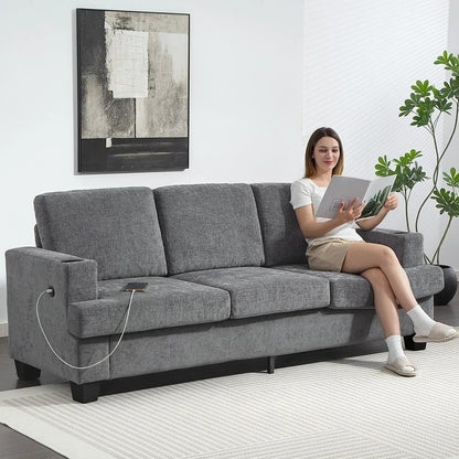 HOMCOM 3 Seater Sofa with USB Ports & Cup Holders Additional View 13