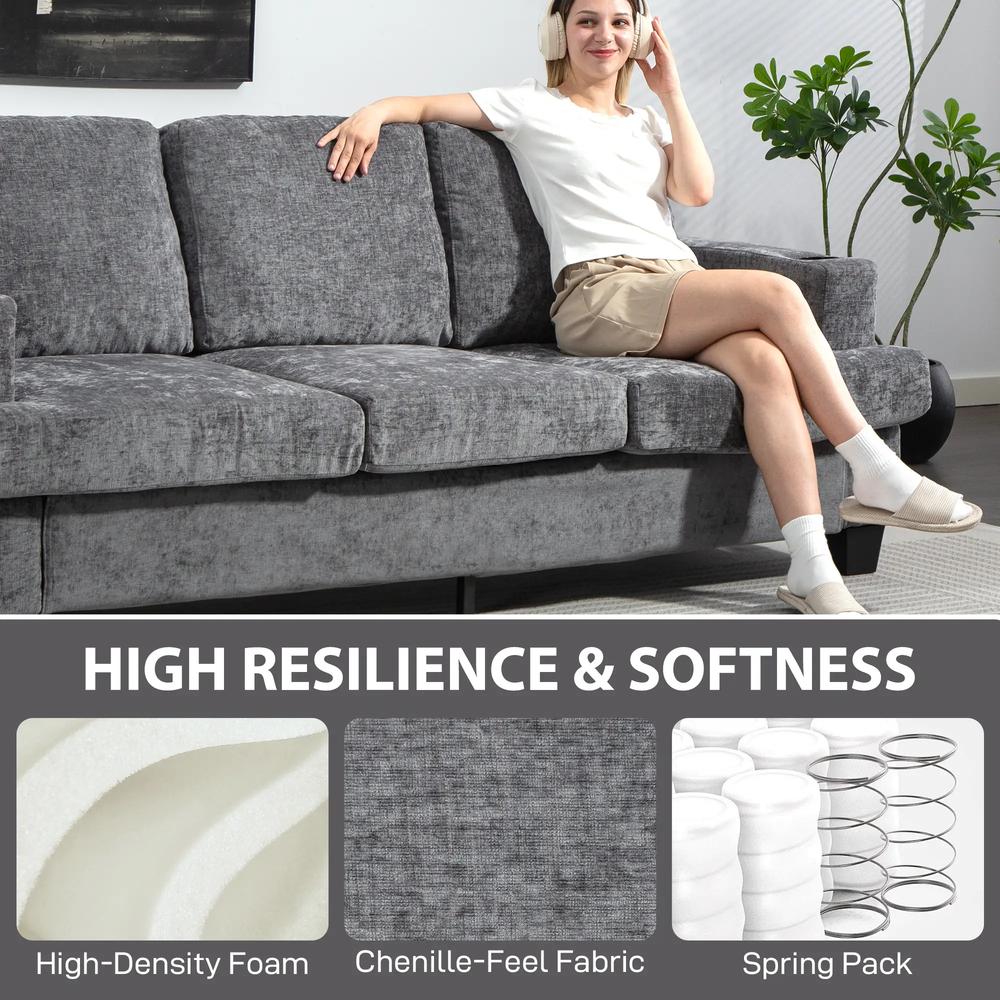 HOMCOM 3 Seater Sofa with USB Ports & Cup Holders Additional View 17