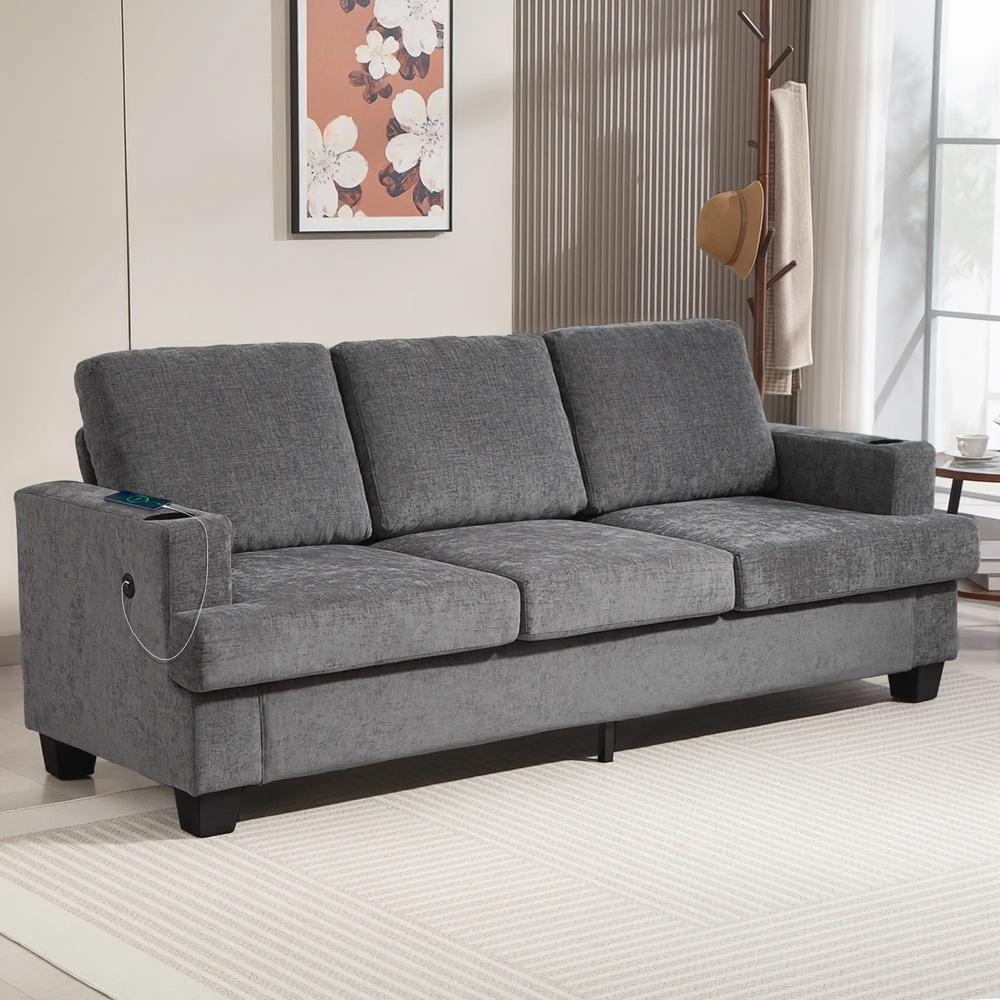 HOMCOM 3 Seater Sofa with USB Ports & Cup Holders Additional View 21