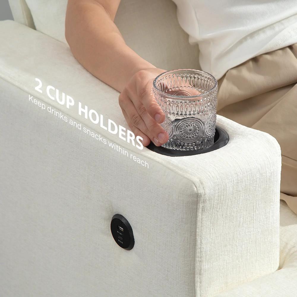 HOMCOM 3 Seater Sofa with USB Ports & Cup Holders Additional View 5