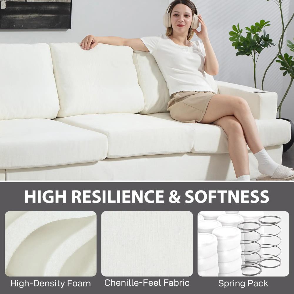 HOMCOM 3 Seater Sofa with USB Ports & Cup Holders Additional View 6