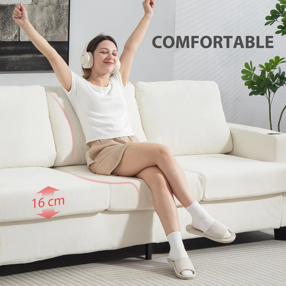 HOMCOM 3 Seater Sofa with USB Ports & Cup Holders Additional View 7