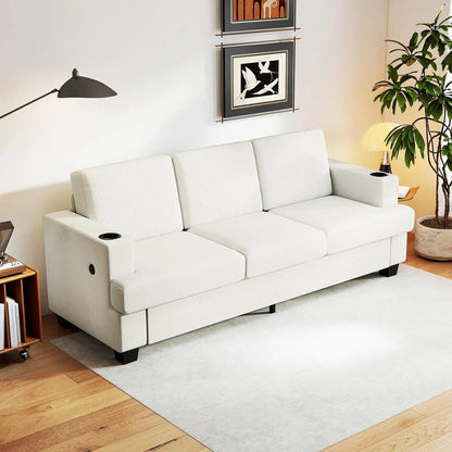 HOMCOM 3 Seater Sofa with USB Ports & Cup Holders Additional View 10