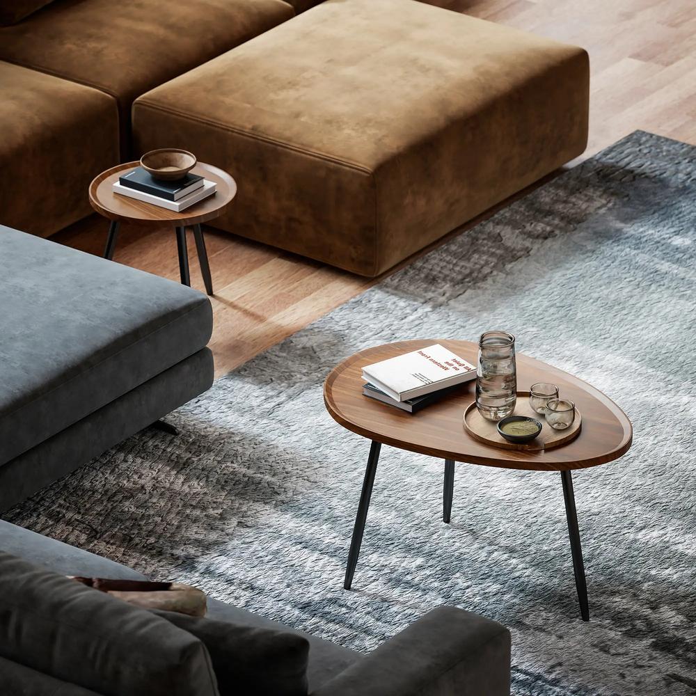 HOMCOM Nesting Coffee Table Set of 2, 80cm Modern Stacking End Side Table with Metal Legs for Living Room Bedroom Office, Chestnut Wood Effect Additional View 6
