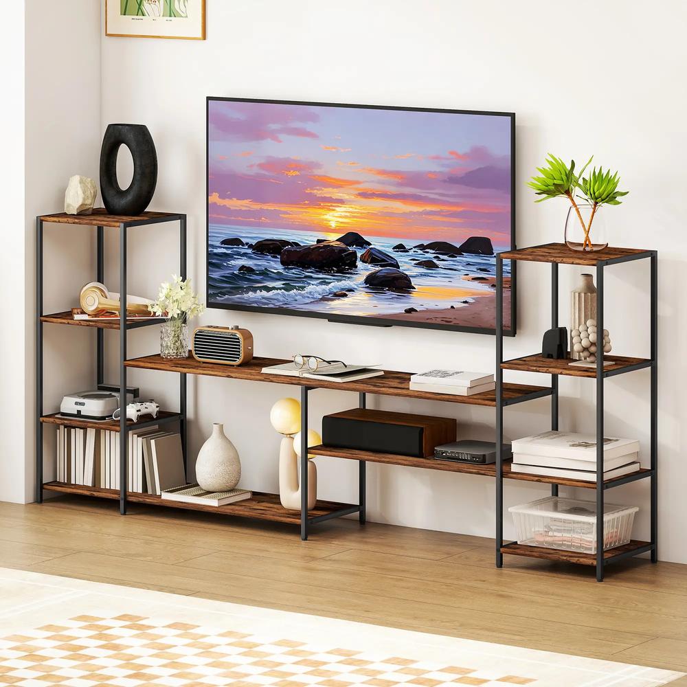 HOMCOM TV Unit for TVs up to 60 Inches, Industrial TV Stand with Storage Shelves, Entertainment Centre for Living Room, Bedroom Additional View 2