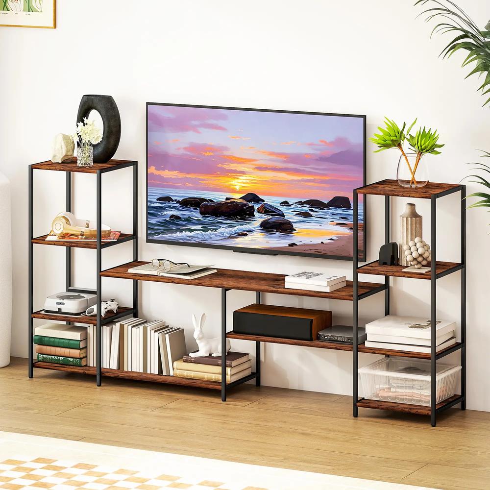 HOMCOM TV Unit for TVs up to 55 Inches, Industrial TV Stand with Storage Shelves, Entertainment Centre for Living Room, Bedroom Additional View 2