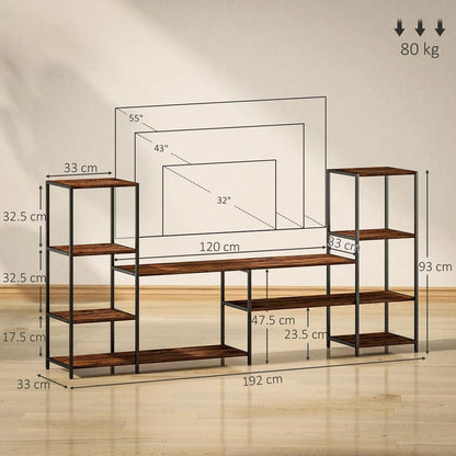 HOMCOM TV Unit for TVs up to 55 Inches, Industrial TV Stand with Storage Shelves, Entertainment Centre for Living Room, Bedroom Additional View 3