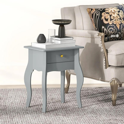 HOMCOM French Style Side Table with Drawer - Grey Additional View 2
