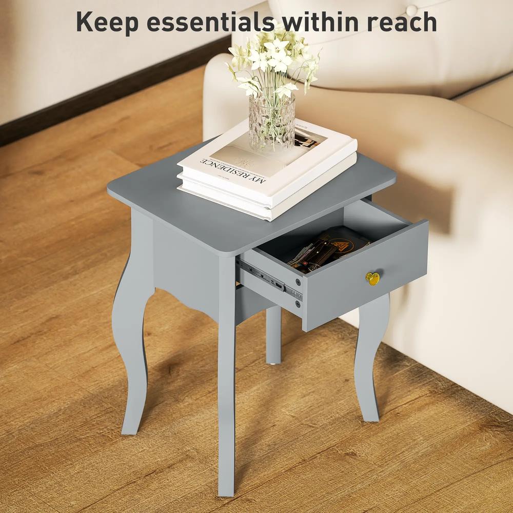 HOMCOM French Style Side Table with Drawer - Grey Additional View 5