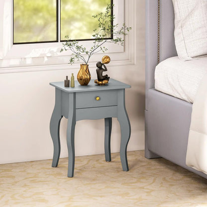HOMCOM French Style Side Table with Drawer - Grey Additional View 8