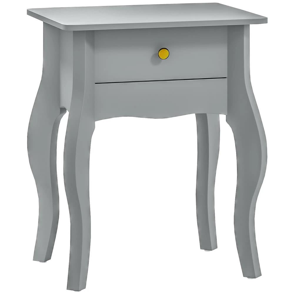 HOMCOM French Style Side Table with Drawer - Grey