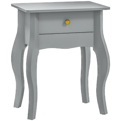 HOMCOM French Style Side Table with Drawer - Grey