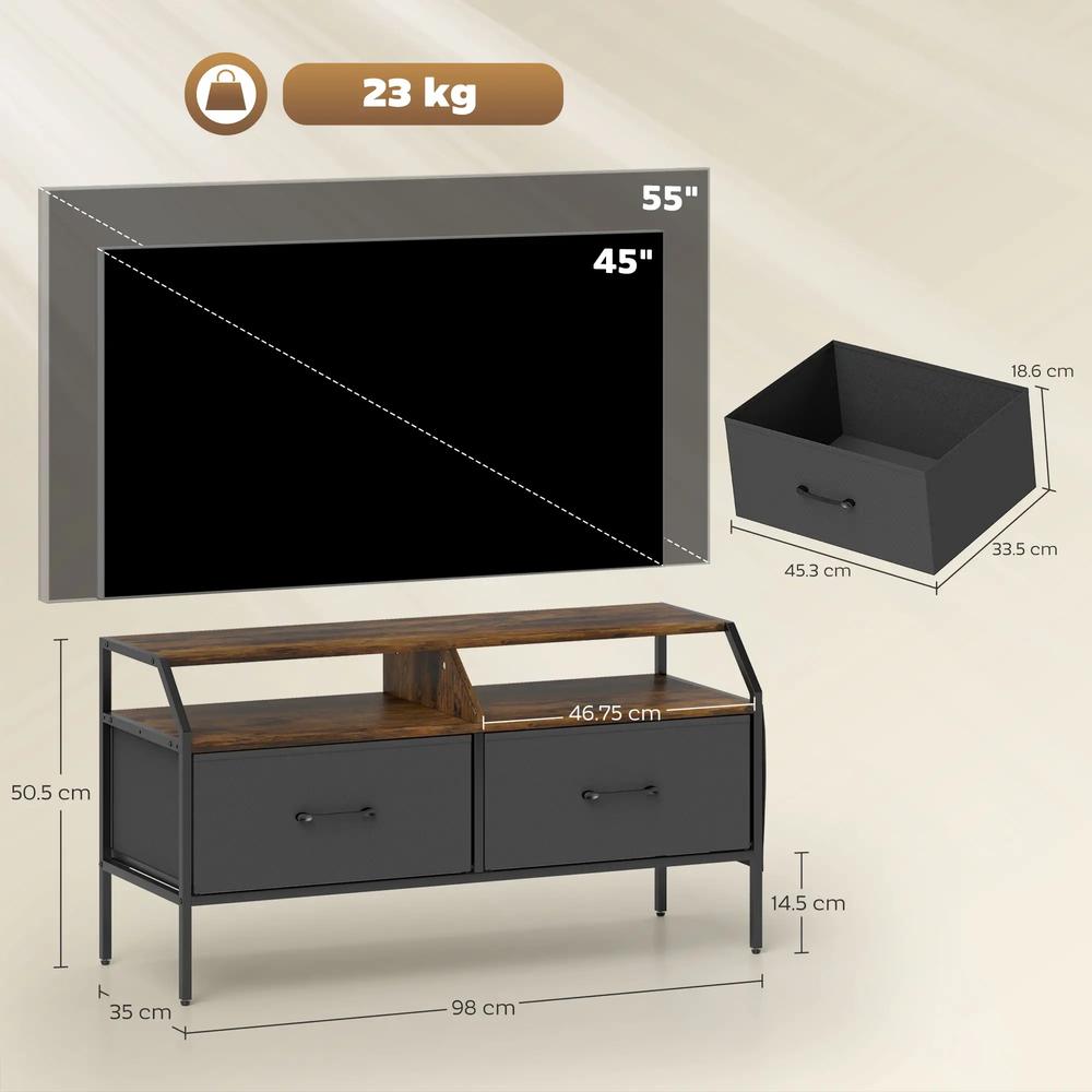 HOMCOM Industrial-Style TV Stand Cabinet Additional View 3
