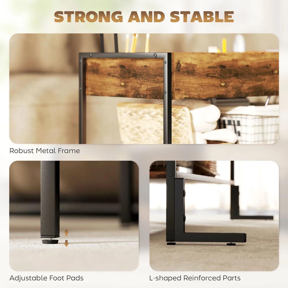 HOMCOM Lift-Top Coffee Table, with Storage - Rustic Brown Additional View 7