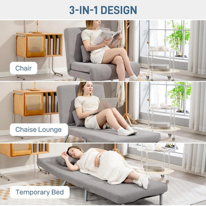 HOMCOM Single Snow Flannel Chair Bed - Grey Additional View 4