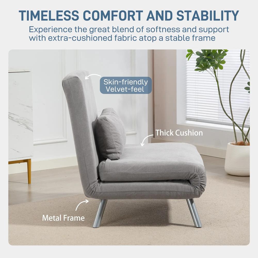 HOMCOM Single Snow Flannel Chair Bed - Grey Additional View 6