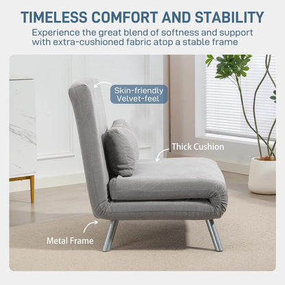 HOMCOM Single Snow Flannel Chair Bed - Grey Additional View 6
