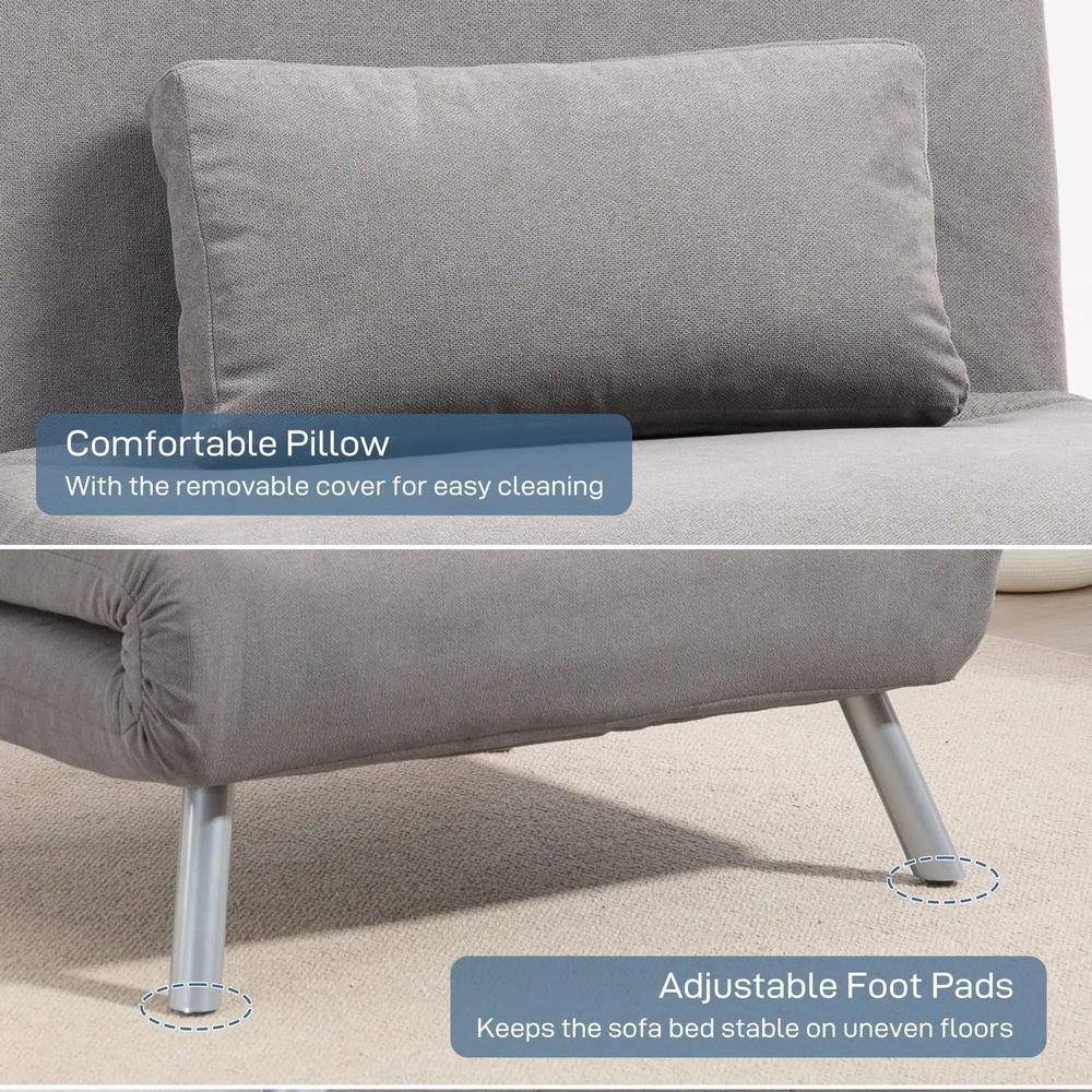 HOMCOM Single Snow Flannel Chair Bed - Grey Additional View 7