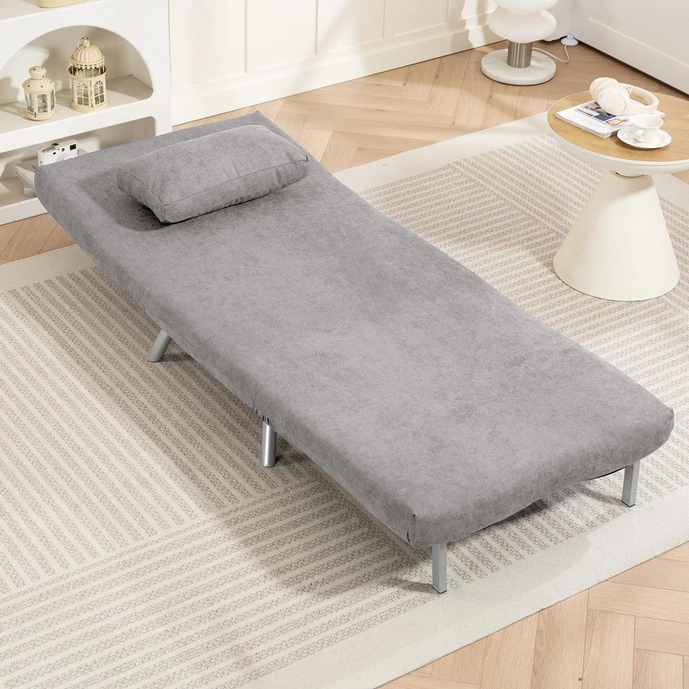 HOMCOM Single Snow Flannel Chair Bed - Grey Additional View 8