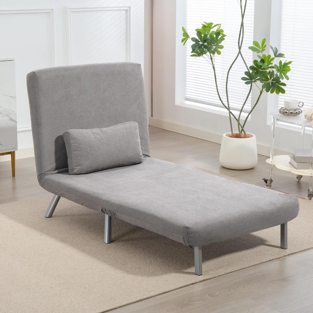 HOMCOM Single Snow Flannel Chair Bed - Grey Additional View 10