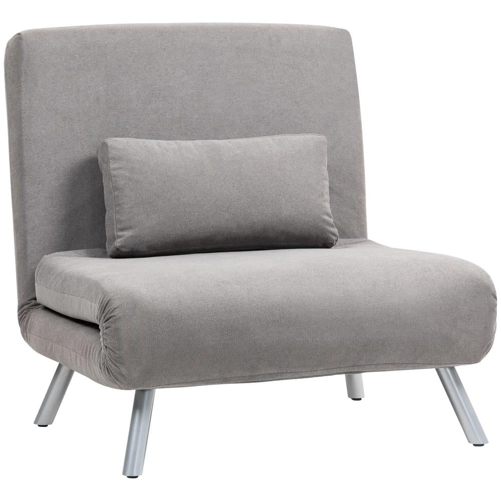 HOMCOM Single Snow Flannel Chair Bed - Grey