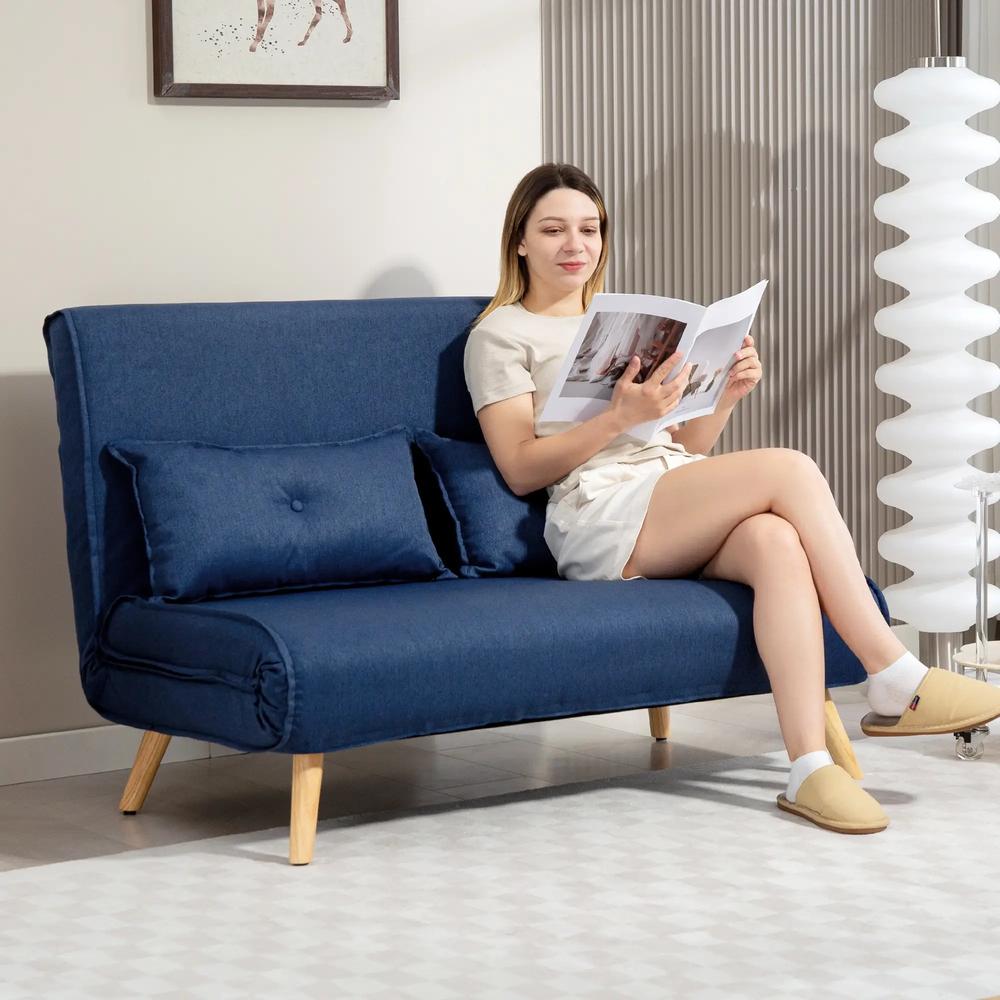 HOMCOM Two-Seater Linen-Look Sofa Bed Additional View 13