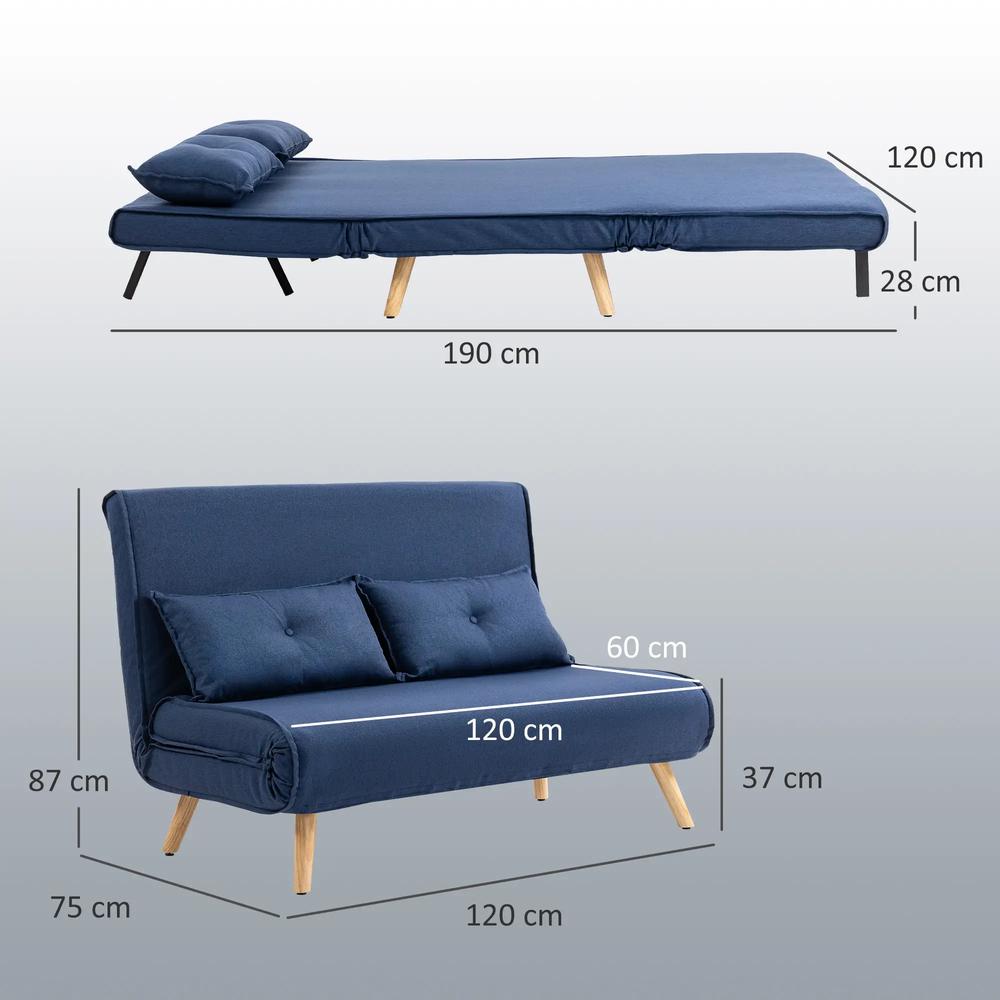 HOMCOM Two-Seater Linen-Look Sofa Bed Additional View 14