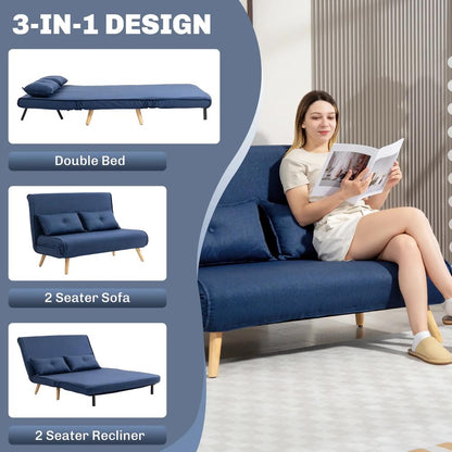 HOMCOM Two-Seater Linen-Look Sofa Bed Additional View 15