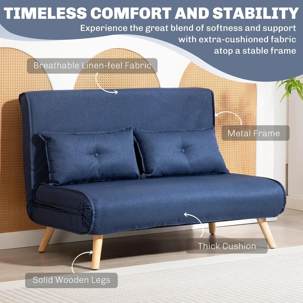 HOMCOM Two-Seater Linen-Look Sofa Bed Additional View 17