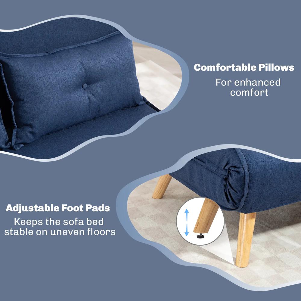 HOMCOM Two-Seater Linen-Look Sofa Bed Additional View 18