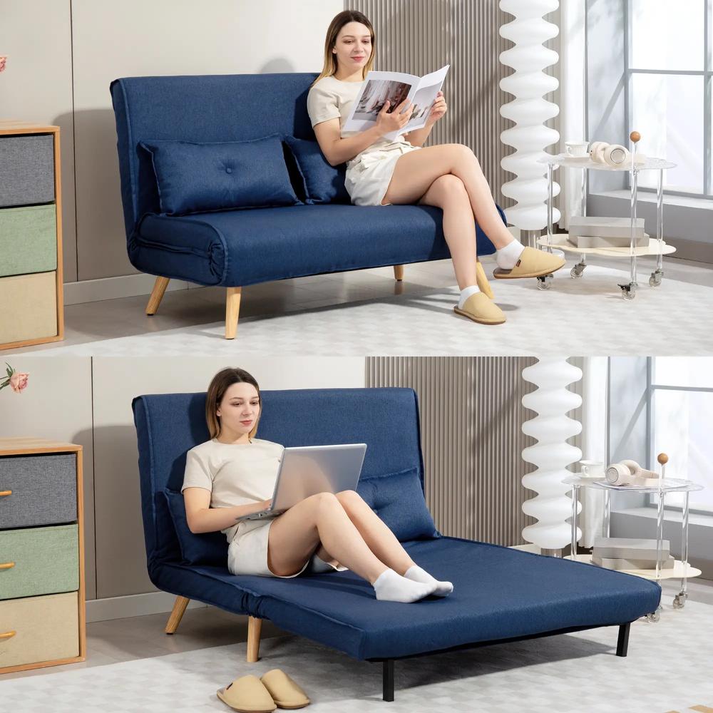 HOMCOM Two-Seater Linen-Look Sofa Bed Additional View 19