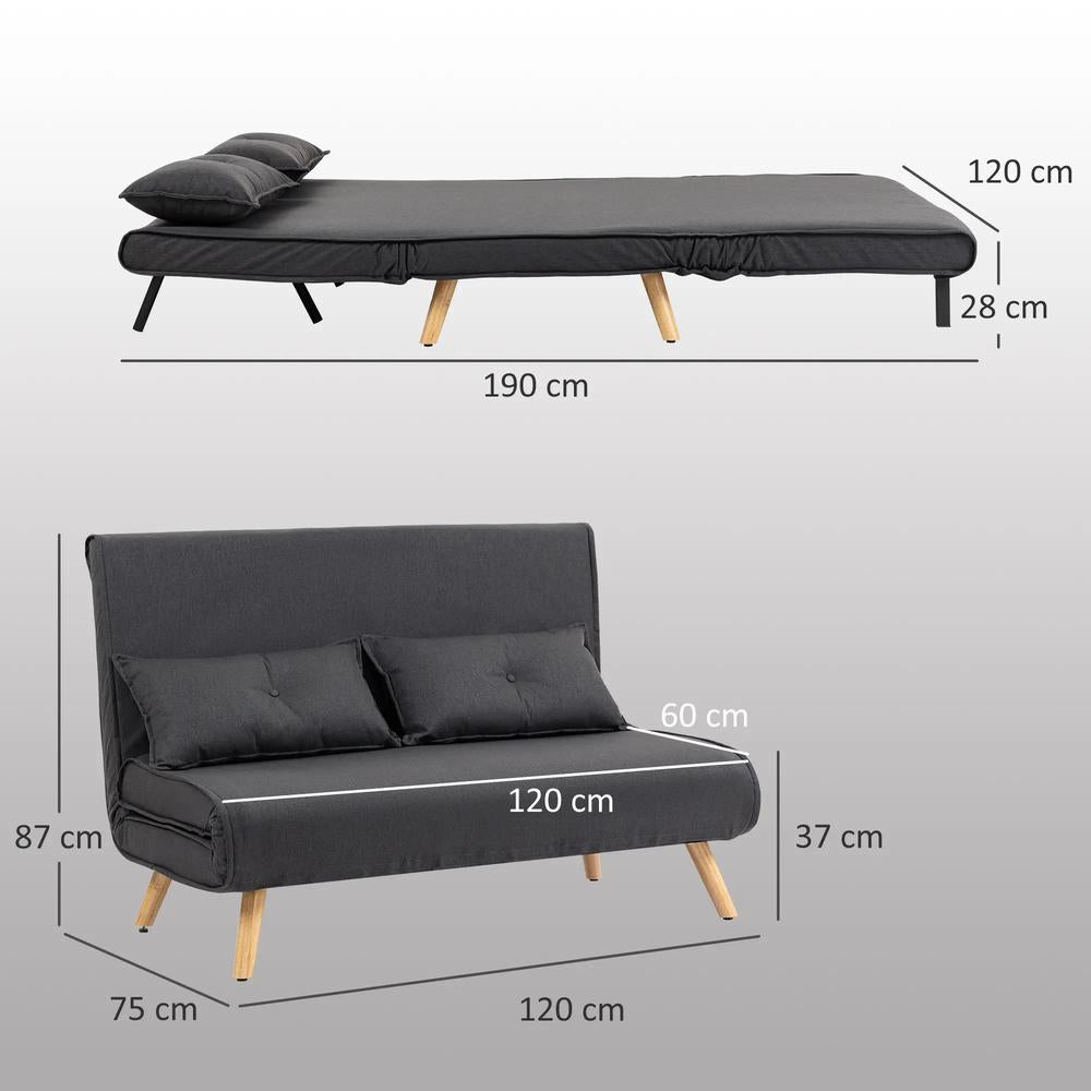 HOMCOM Two-Seater Linen-Look Sofa Bed Additional View 3