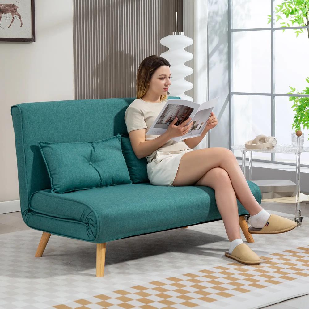 HOMCOM Two-Seater Linen-Look Sofa Bed Additional View 24