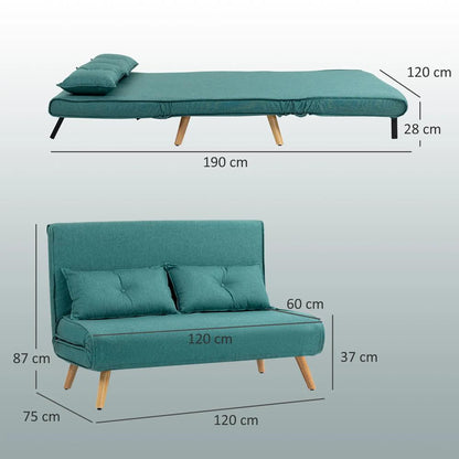 HOMCOM Two-Seater Linen-Look Sofa Bed Additional View 25