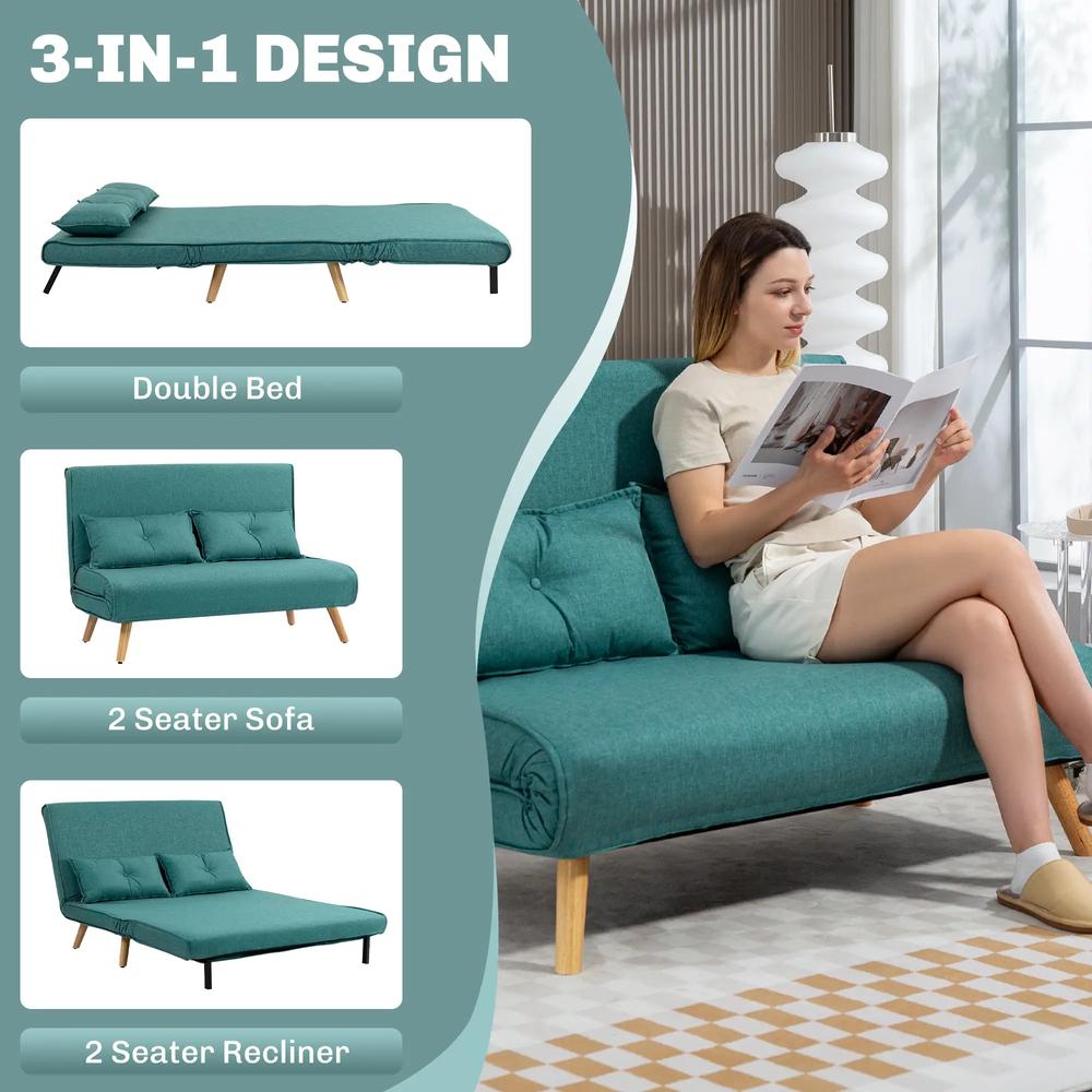 HOMCOM Two-Seater Linen-Look Sofa Bed Additional View 26
