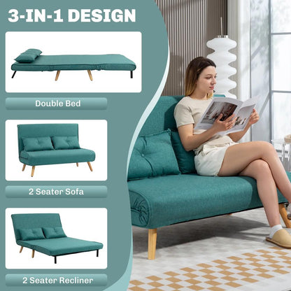 HOMCOM Two-Seater Linen-Look Sofa Bed Additional View 26