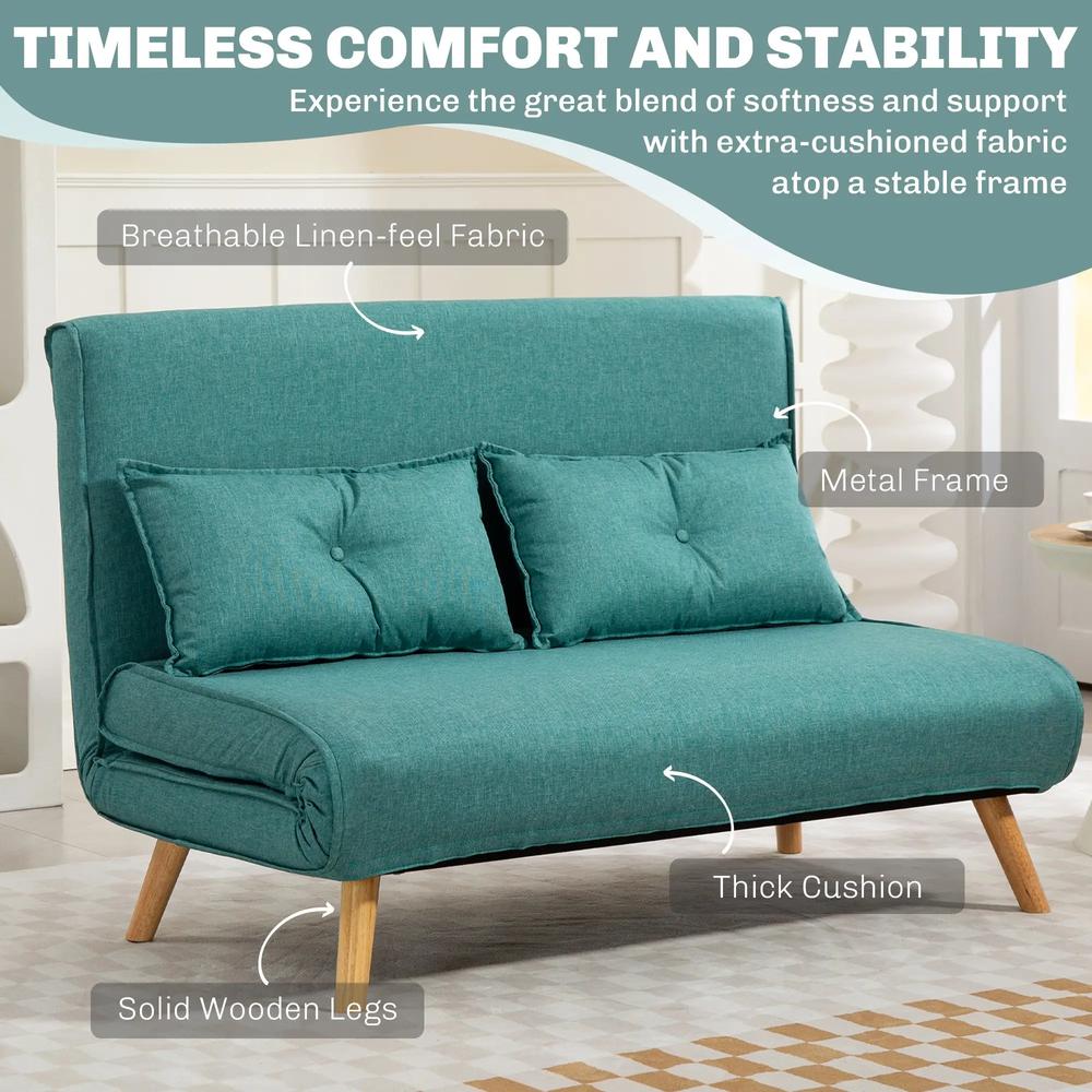 HOMCOM Two-Seater Linen-Look Sofa Bed Additional View 28