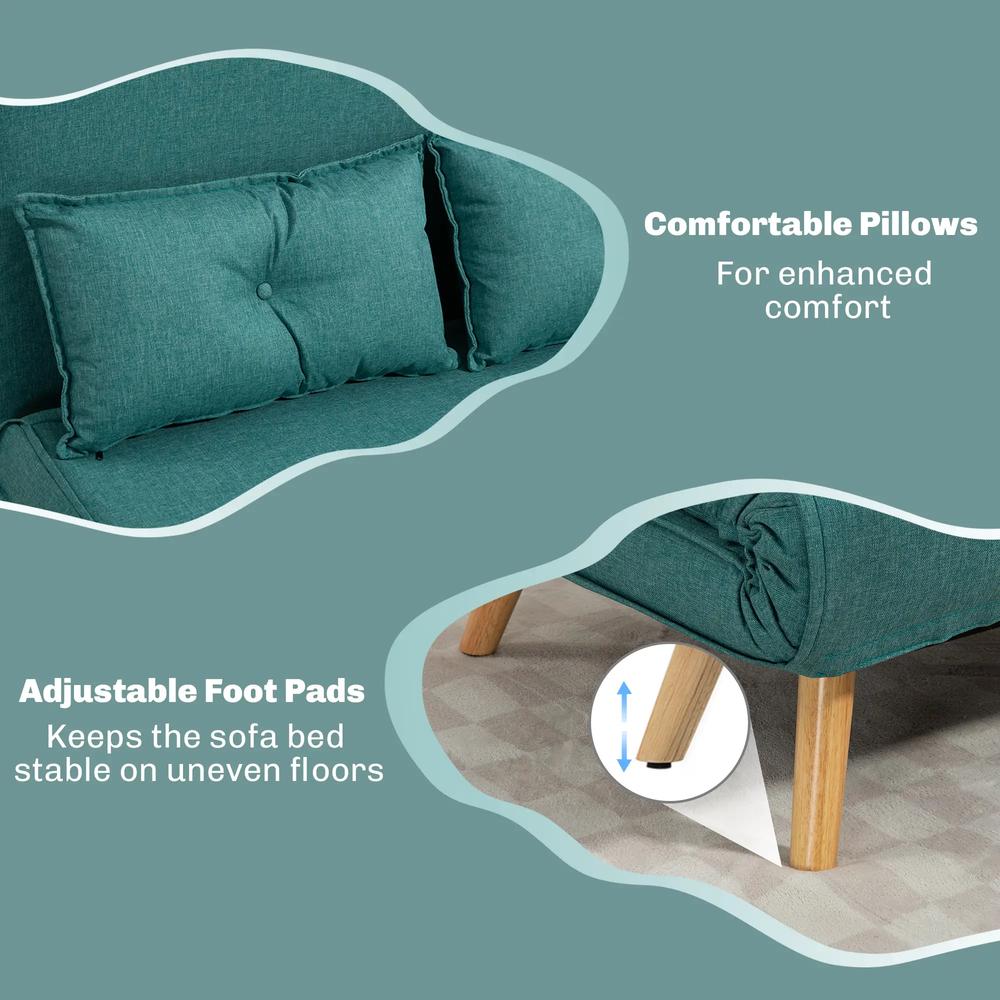 HOMCOM Two-Seater Linen-Look Sofa Bed Additional View 29