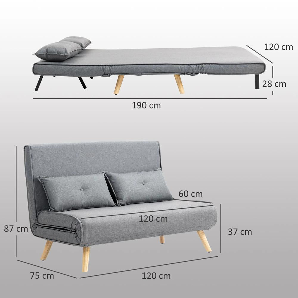 HOMCOM Two-Seater Linen-Look Sofa Bed Additional View 36