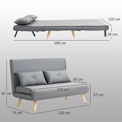HOMCOM Two-Seater Linen-Look Sofa Bed Additional View 36