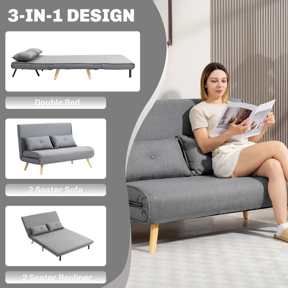 HOMCOM Two-Seater Linen-Look Sofa Bed Additional View 37