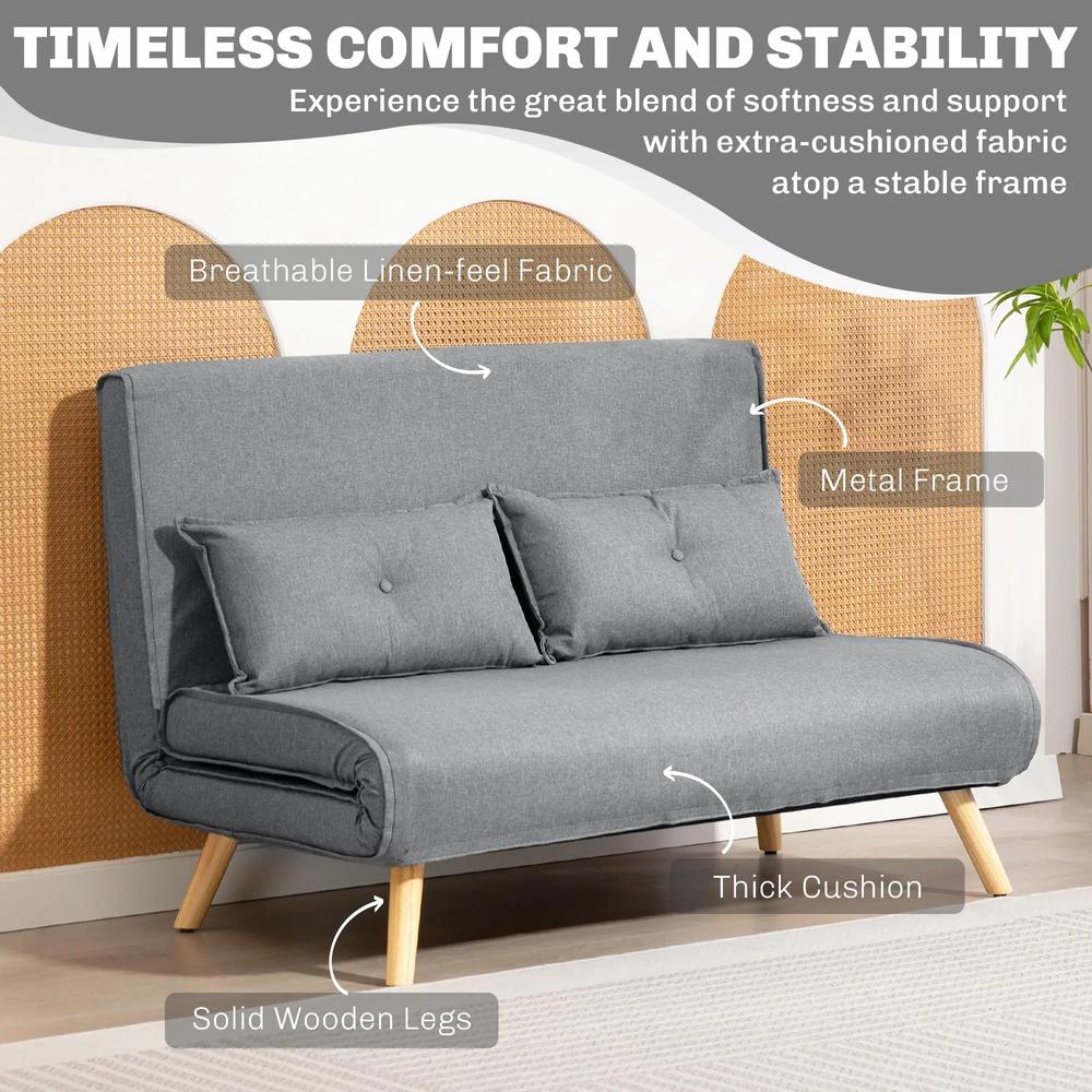 HOMCOM Two-Seater Linen-Look Sofa Bed Additional View 39