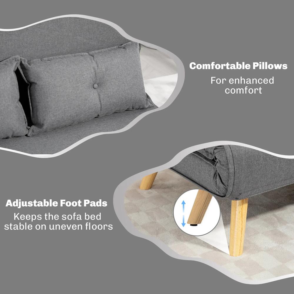HOMCOM Two-Seater Linen-Look Sofa Bed Additional View 40