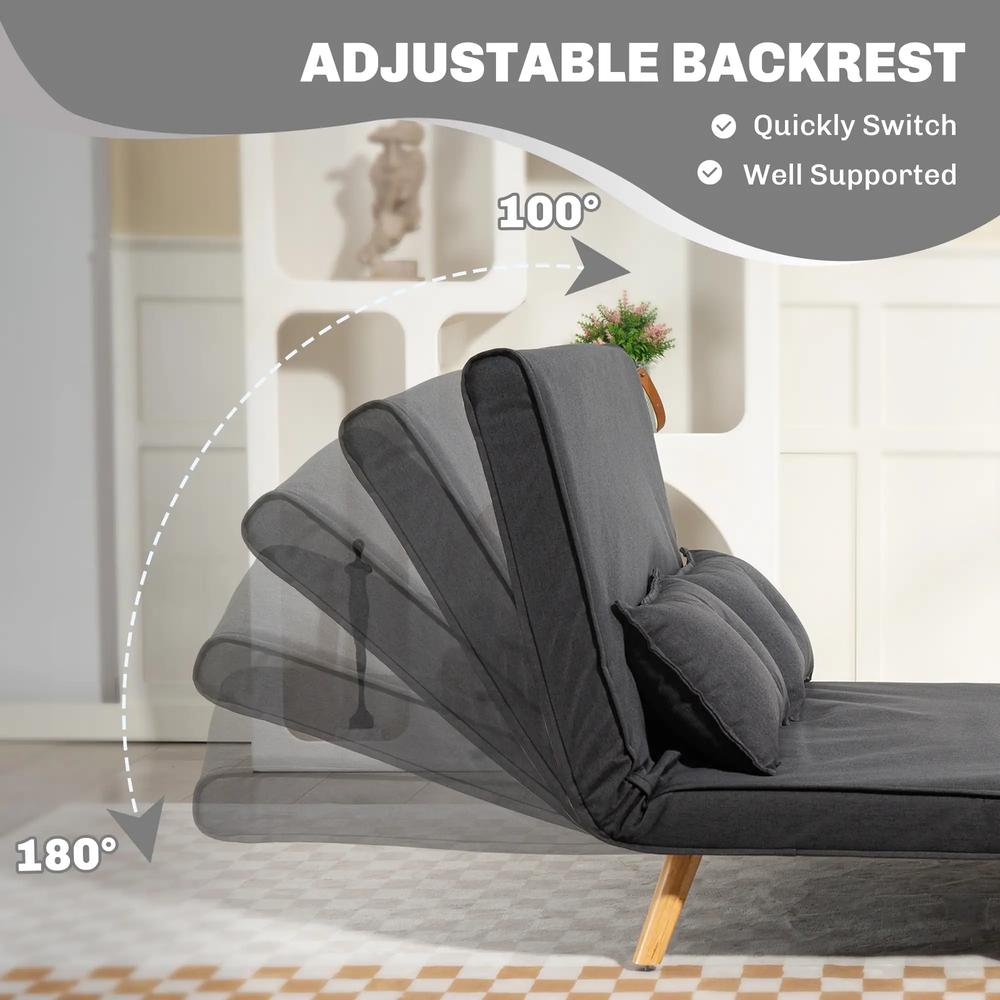 HOMCOM Two-Seater Linen-Look Sofa Bed Additional View 5